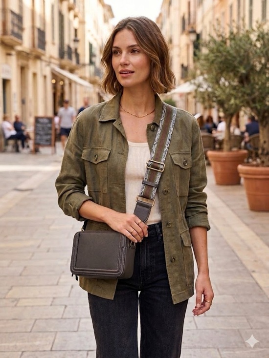 Sondra Roberts Handbags - Sondra Roberts vegan leather crossbody Bag with Olive-Accent Strap
